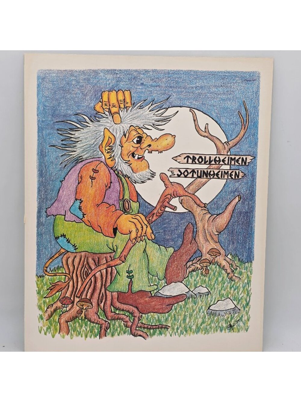 Norwegian Troll Artwork Signed "77" Fantasy Folklore Lithograph Poster 16" x 20" - Picture 1 of 9